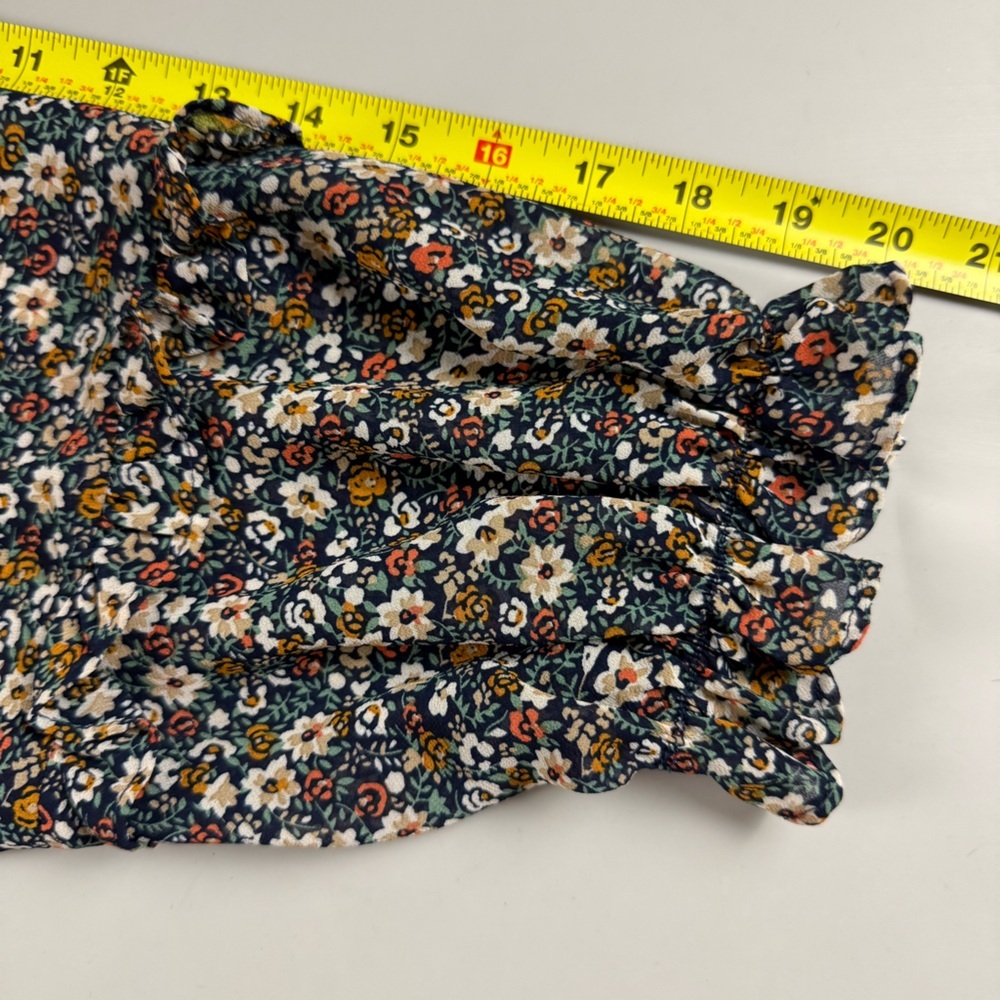 Umgee Floral Ruffle Mini Dress Boho Cottagecore Long Sleeve Navy Women’s Large - Picture 9 of 10